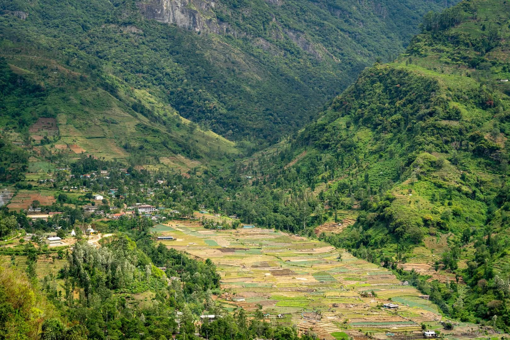 Highland village landscape near Mandaram Nuwara in Sri Lanka's tea country